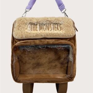 Popmart Birthday Reward Brown Faux-Suede Clear Front Backpack